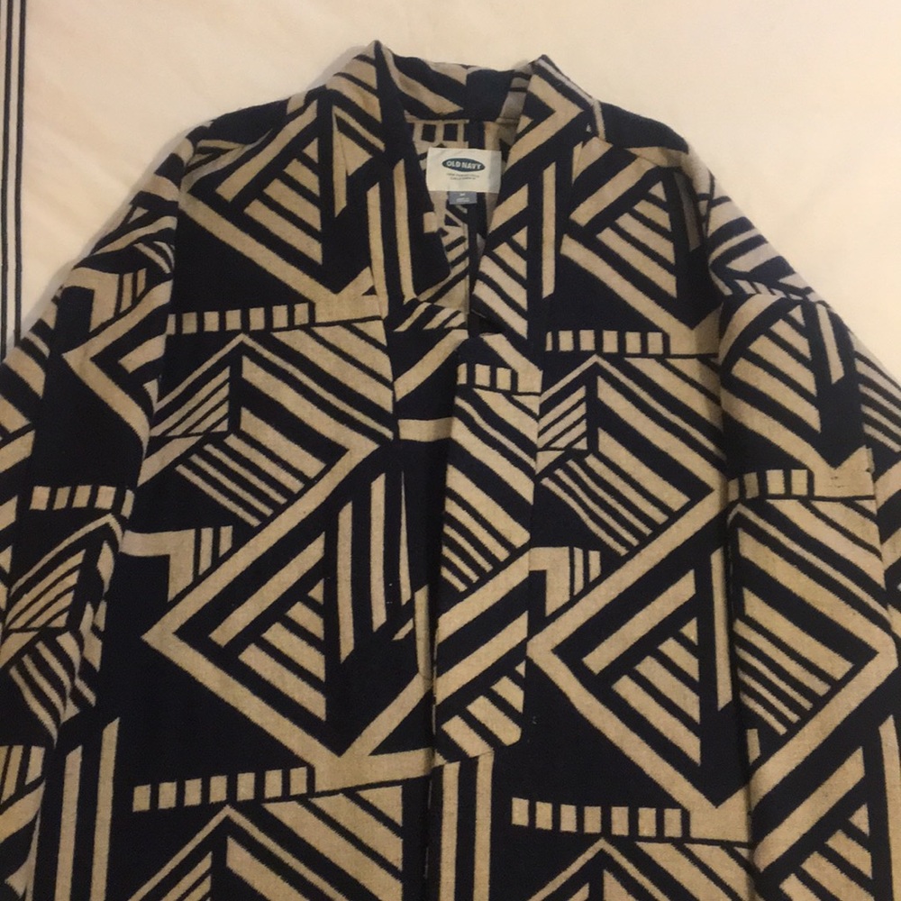 Navy Blue and Natural Retro Swing Coat